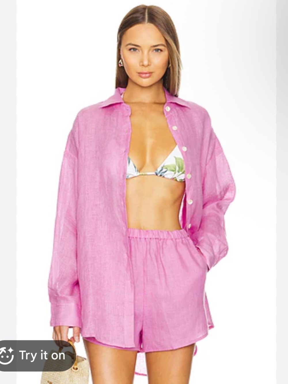NWT Vitamin A SET 100% Linen Bubble Gum Pink